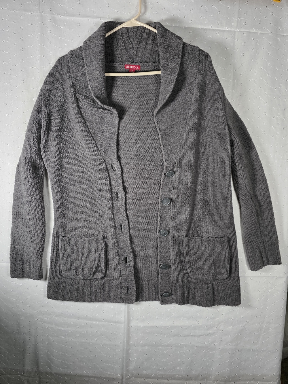 Merona Gray Shawl Collar Button-Up Cardigan Sweater